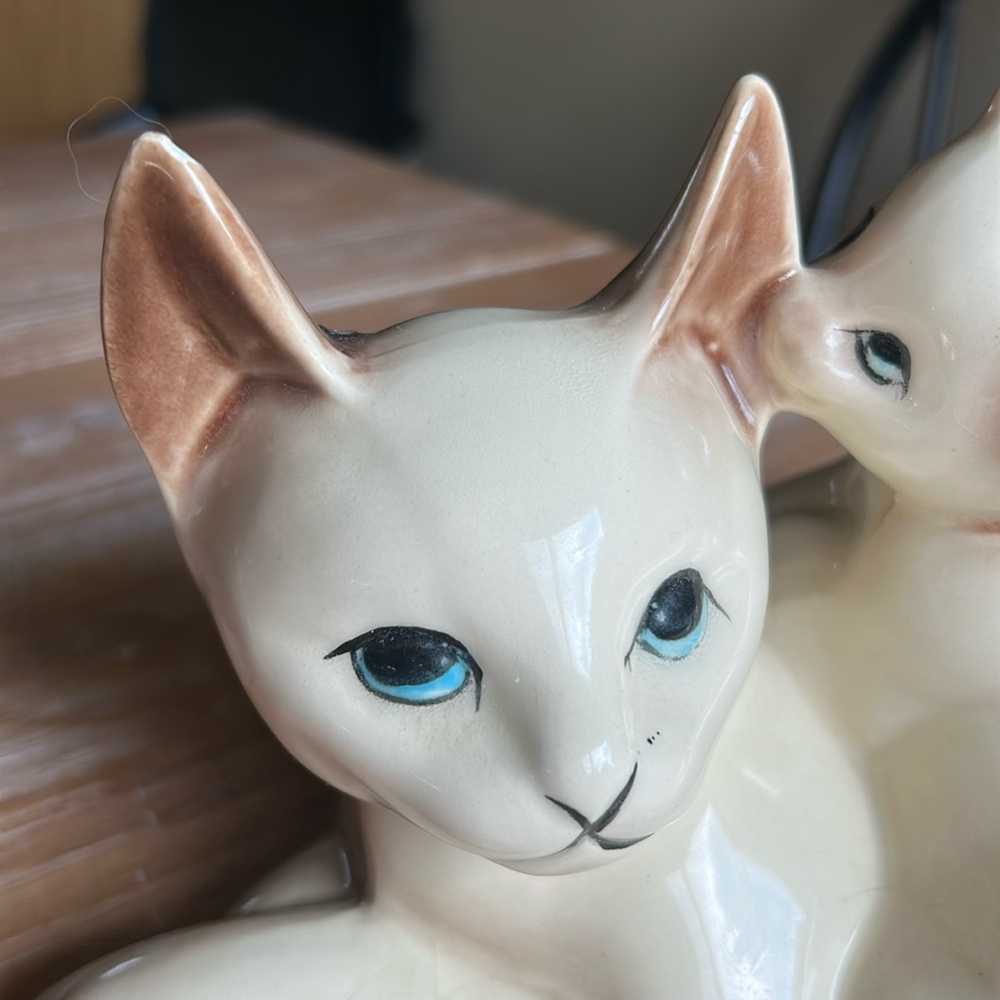 Vintage Hull Pottery Siamese Momma Cat & Kitten Planter USA - Picture 14 of 16